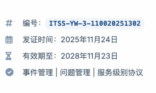ITSS信息技术服务运行维护三级认证